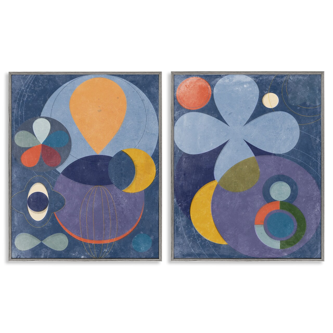 Stupell Industries Retro Mixed Shapes 2pc Framed Giclee Wall Art Set Design by Victoria Barnes